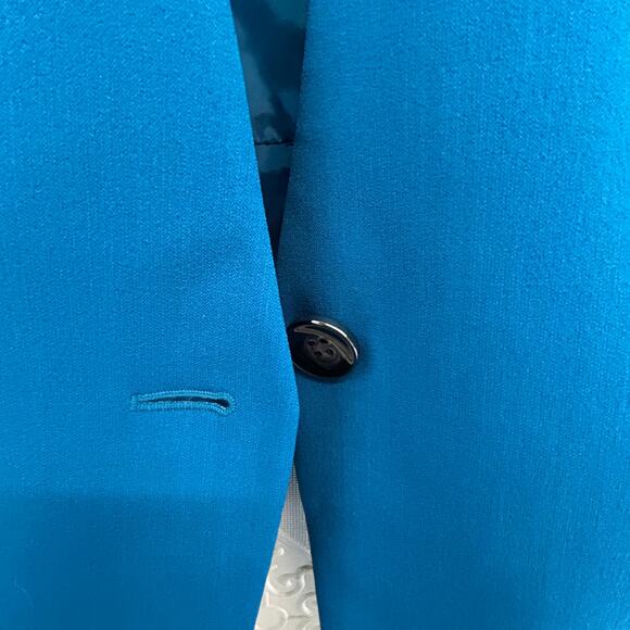 KASPER Size 14P Blue turquoise Skirt Suit Blazer Lined Jacket Vietnam - Picture 11 of 12